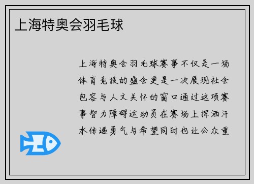 上海特奥会羽毛球